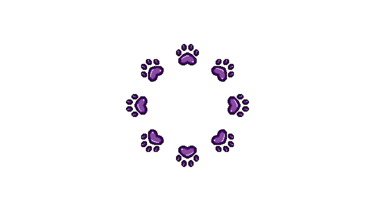 Pixel Art Paw Spinning Circle Animated Overlay Transparent 30fps (7)