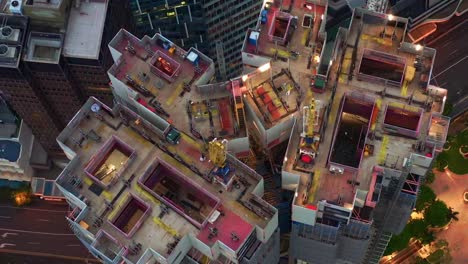 Top-down-view-of-443-Queen-Street-residential-building-Under-Development-with-entire-Frame-Visible,-Brisbane,-QLD,-Australia