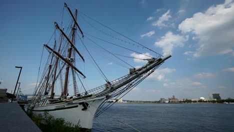 time lapse of sailboat at independence seaport museum - philadelphia, pa - ocean and lake daytime shot