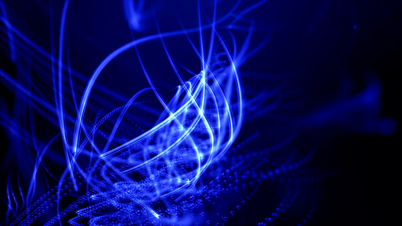 abstracto 3d vector fractal líneas de haz de neón azul. fondo de intro dinámico animación de bucle sin costuras.