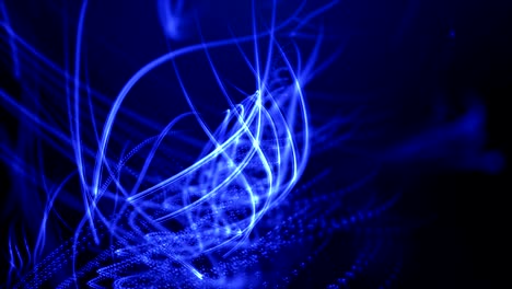 abstracto 3d vector fractal líneas de haz de neón azul. fondo de intro dinámico animación de bucle sin costuras.