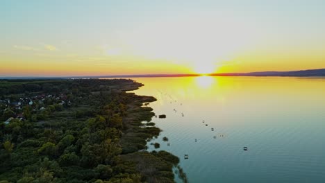 Aerial-4k-Drone-footage-of-Balatonmáriafürdő-a-village-located-on-the-southern-shore-of-Lake-Balaton-in-Somogy-country,-Hungary