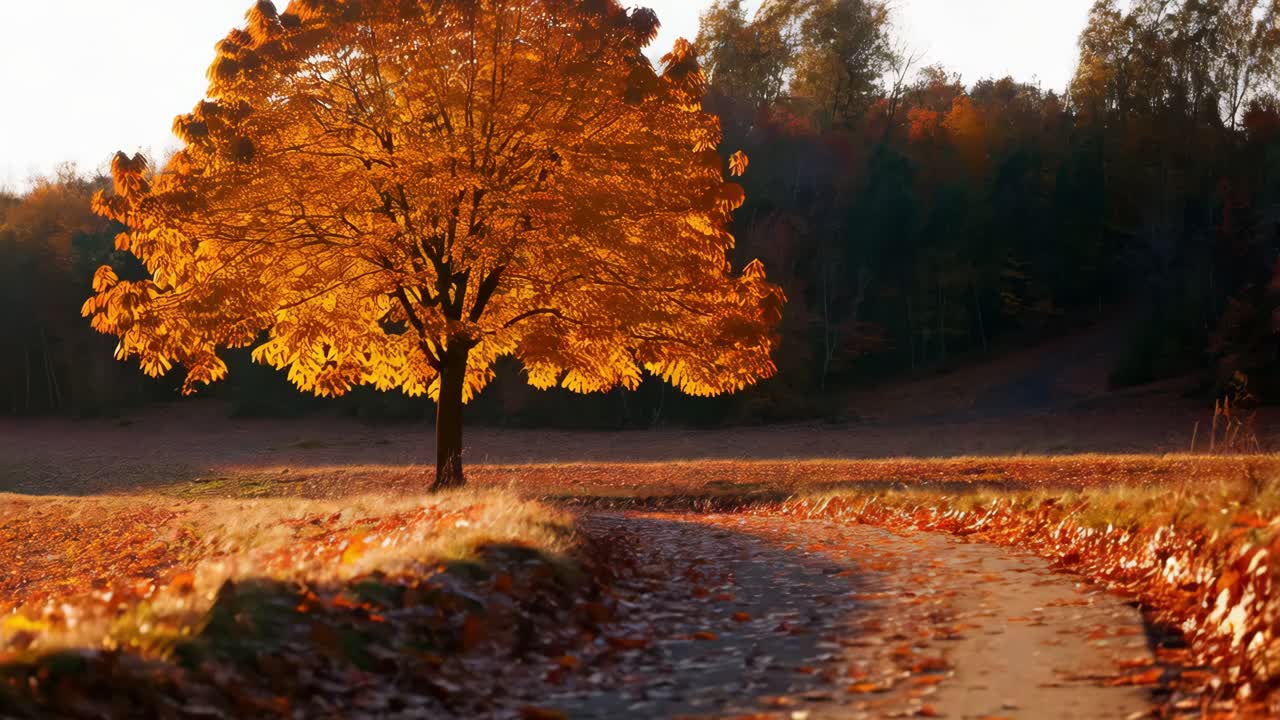 Autumnal Tree in Golden Sunlight