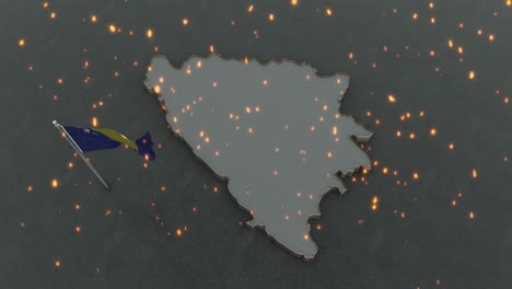 bosnia and herzegovina map and flag 4k