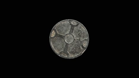 netherlands 1 cent 1942 obverse featuring circled cross with banner macro loop on black background