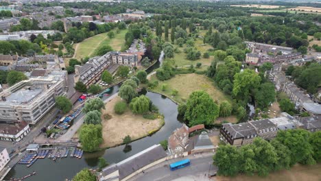 Coe Fen Cambridge City England drone aerial view
