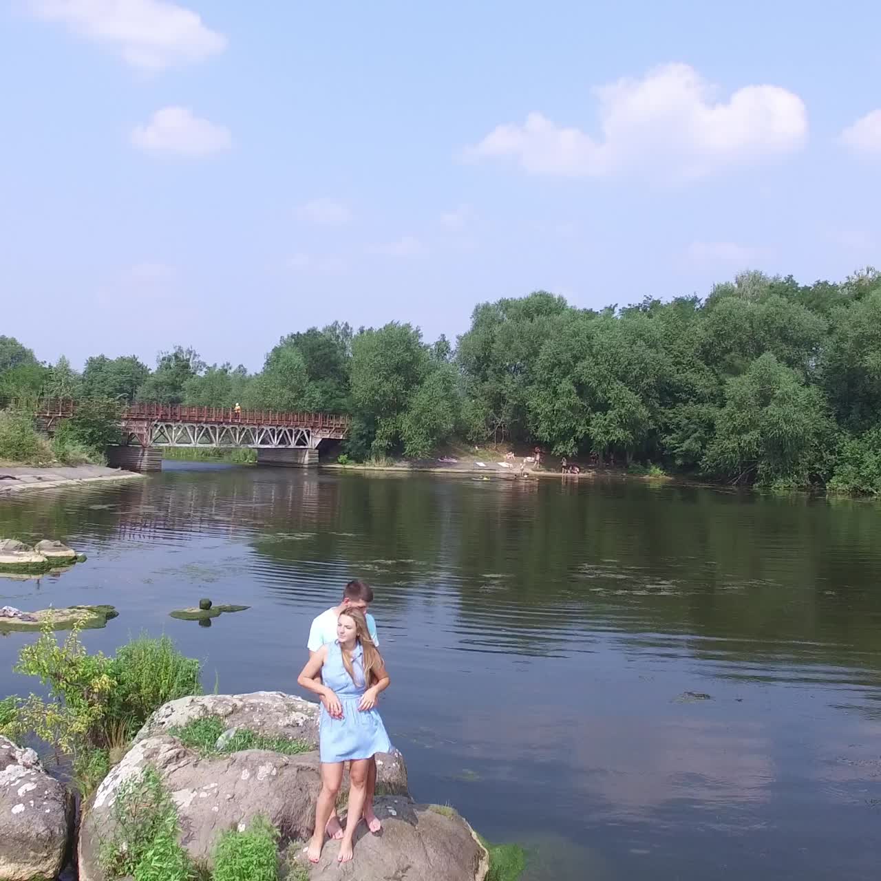 Couple Walking Near River