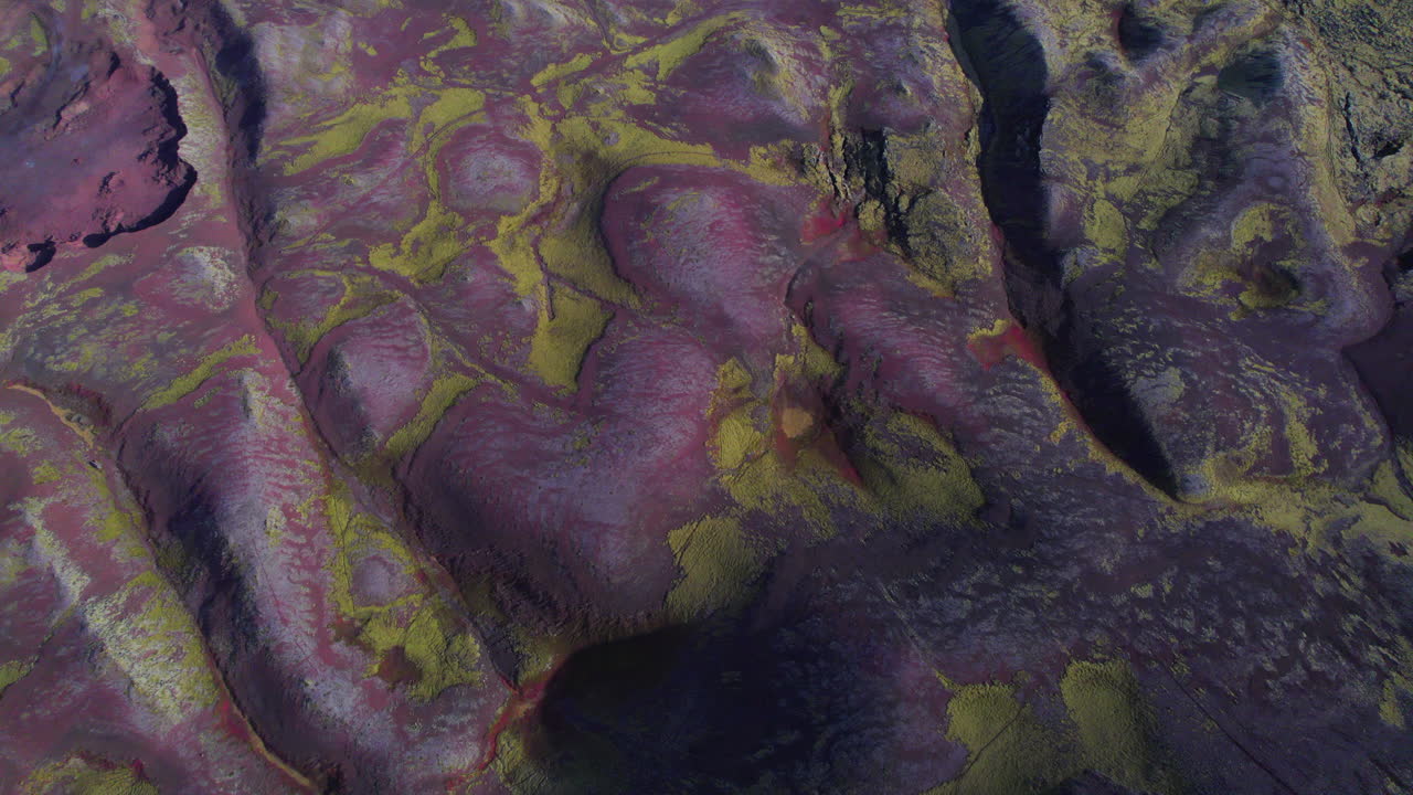 las impresionantes texturas del suelo de un campo de lava de granate en islandia