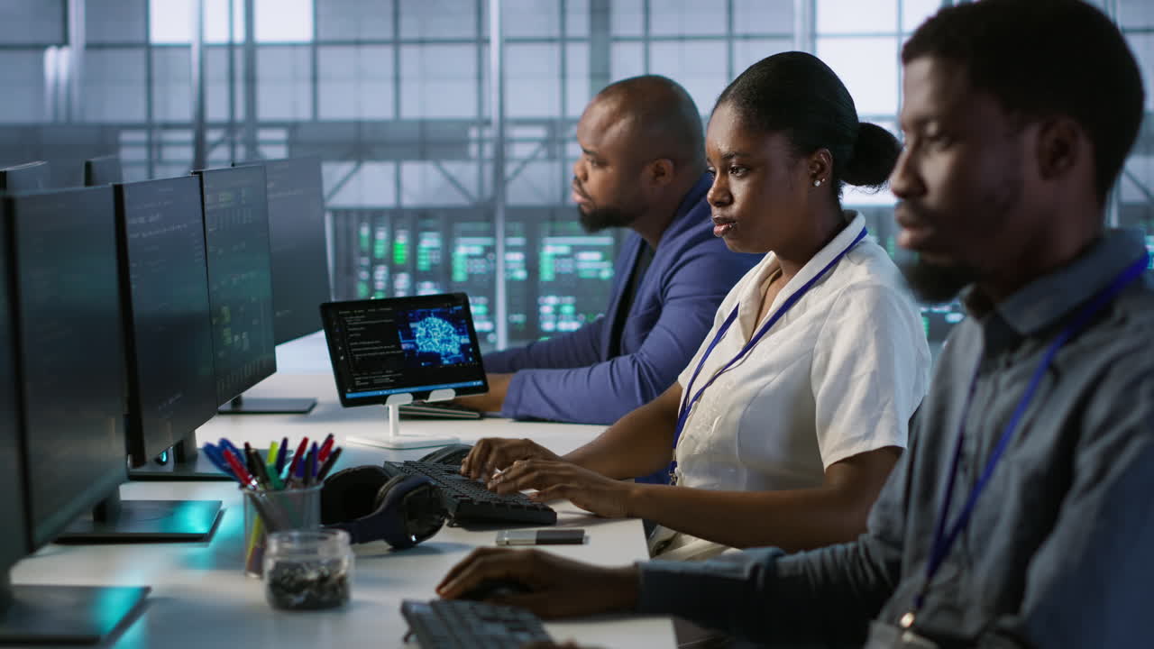 Diverse IT Team Working in a Data Center