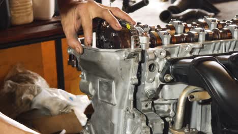car engine repair in progress