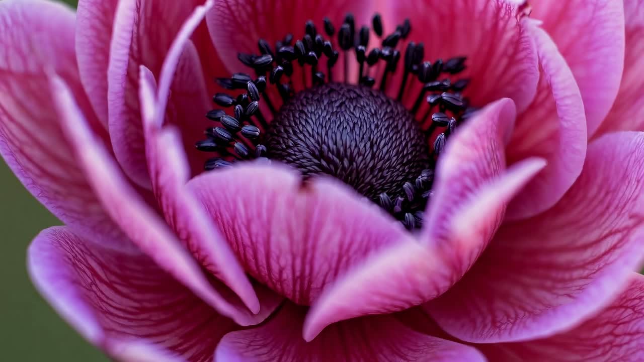 Close-up video of a budding pink flower, highlighting delicate textures and vibrant colors