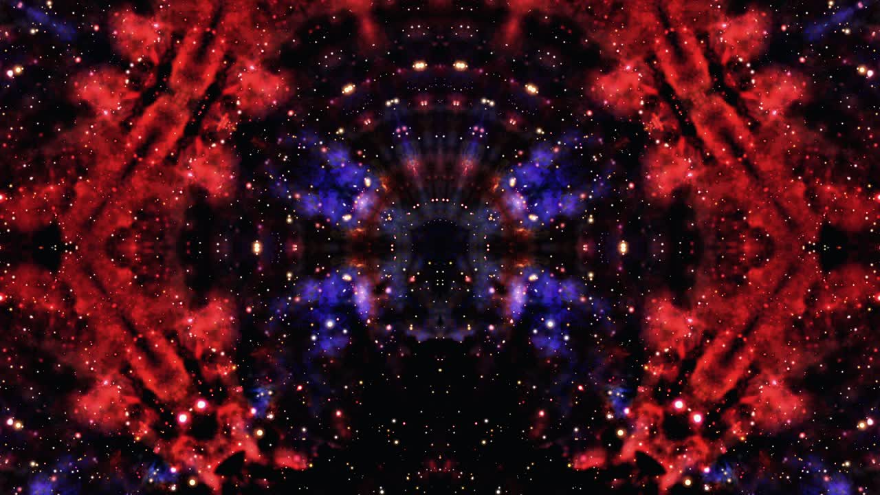 abstracto poder brillante energía multicolor estrellas grunge partículas nube llamarada luz hipnótico caleidoscopio bucle visual 4k 3d bucle sin costuras fractal azul chispa magia llama mandala fondo para vj dj bucle etapa, transición