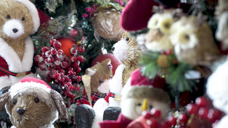 teddy bears and other christmas decoration objects