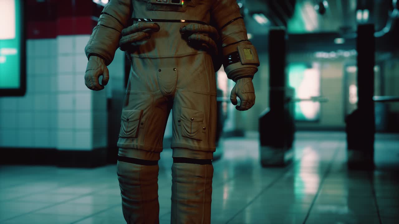 astronauta en el metro subterráneo