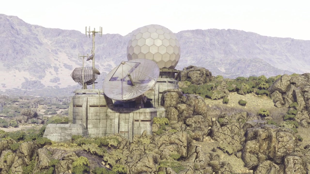 Exploring a remote communication station perched on rocky hills