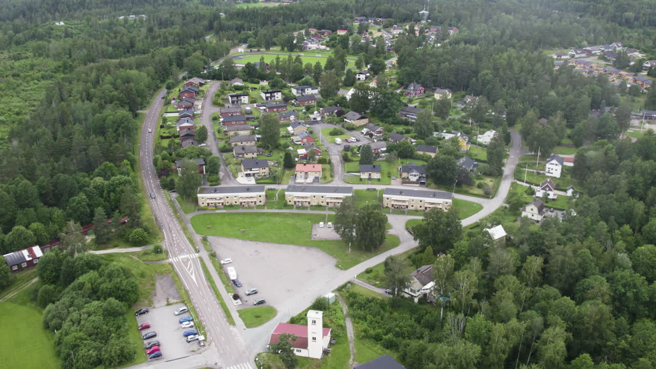Aerial Residential Area of Asensbruk, Dalsland, Sweden