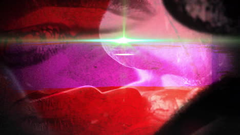 animated abstract shapes and colors over close-up of lips