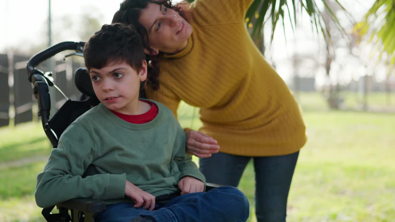 A mother and son enjoying quality time together outdoors