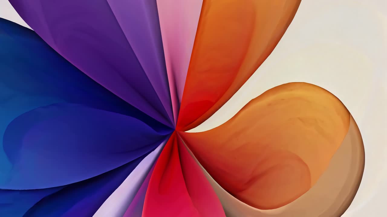 Arte de vídeo abstrata com formas vibrantes e fluidas em roxo e azul