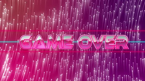 animación del juego sobre texto sobre líneas de neón y senderos de luz brillante