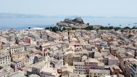 aerial view of corfu town skyline in corfu island, greece