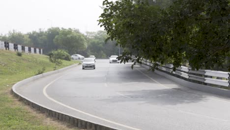 a lovely exchange on a highway where vehicles travel to their destinations offers a picturesque sight.