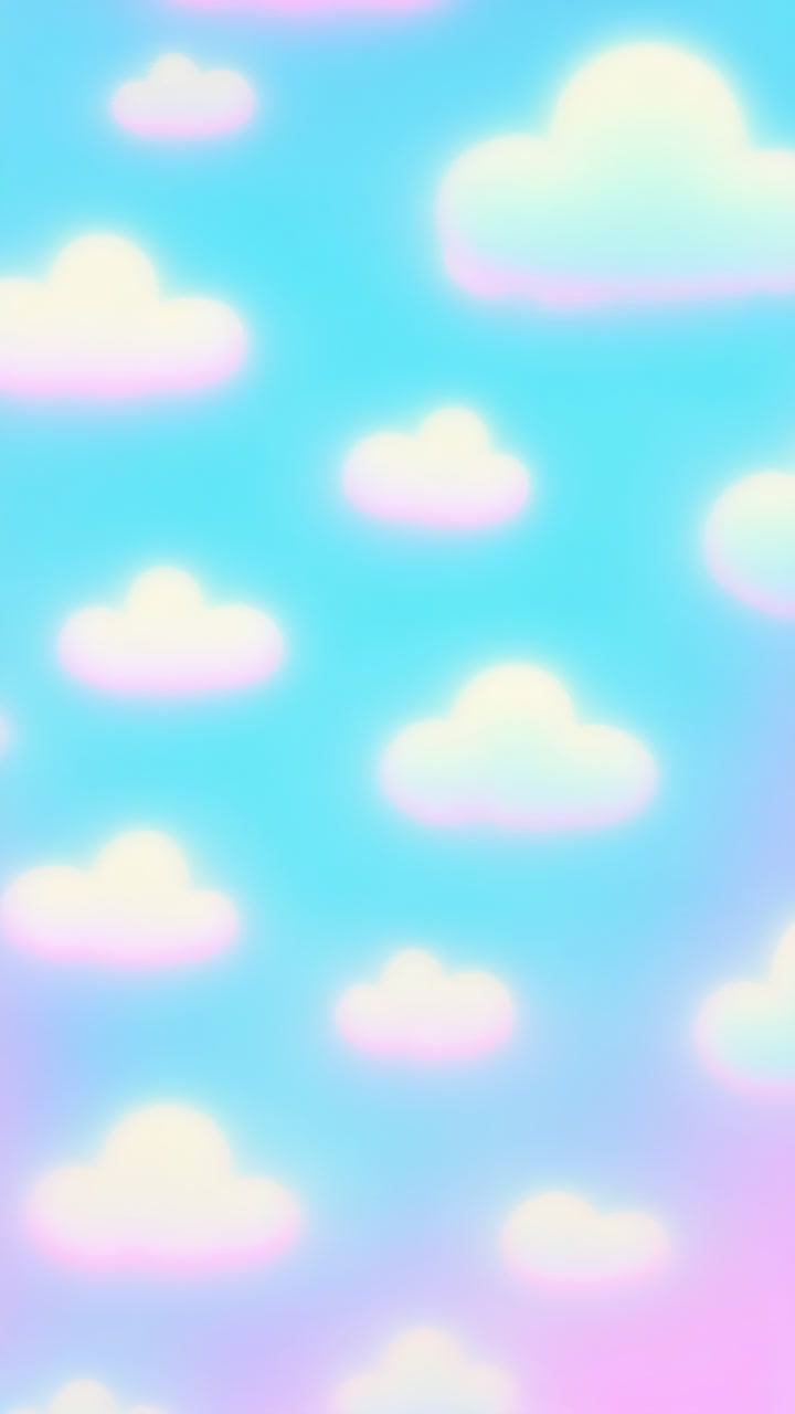Dreamy pastel clouds on a blue sky background, captured from a straight-on angle