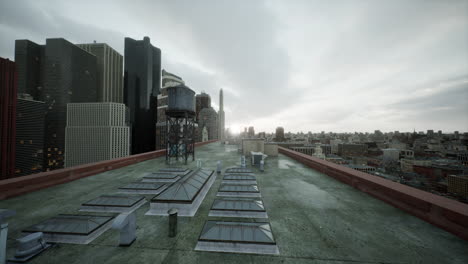 vista desde el techo de un horizonte de la ciudad en un día nublado