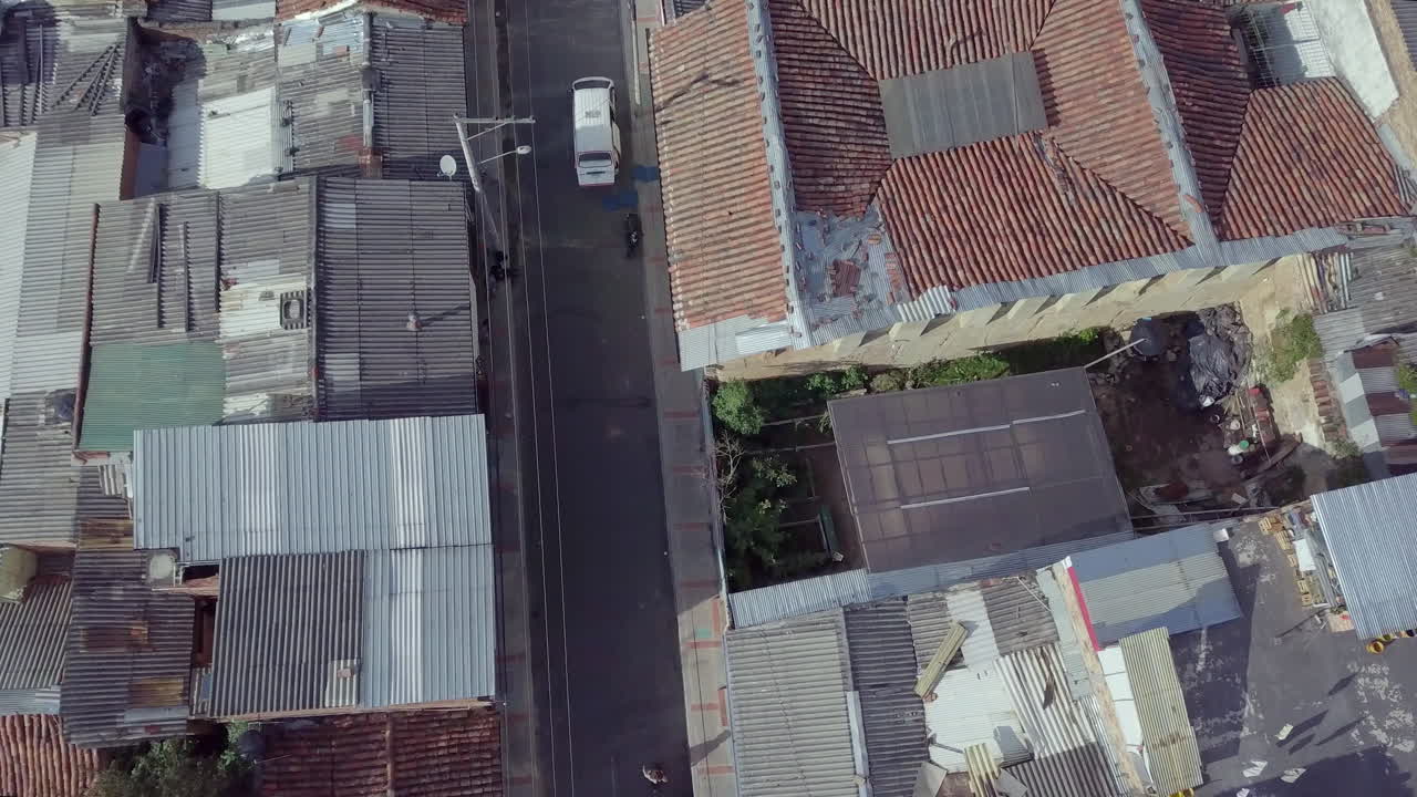 Aerial over head top shot of Belen neighborhood in Bogota during lockdown