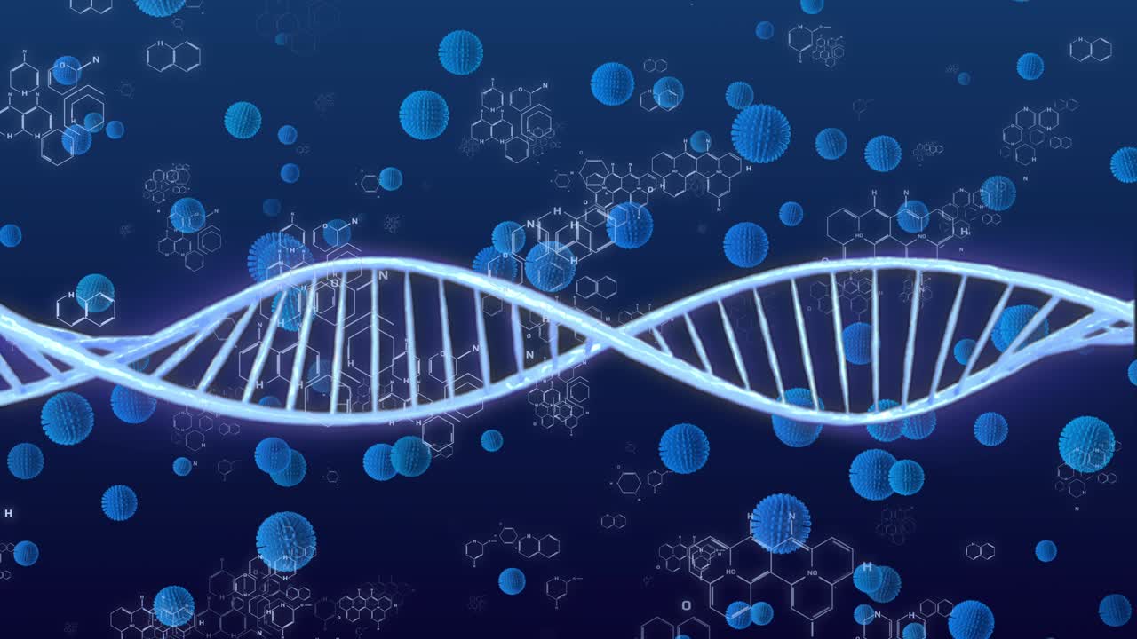 dna 이중 나선 3d 가상 현실 과학 현미경 모니터 애니메이션 배경
