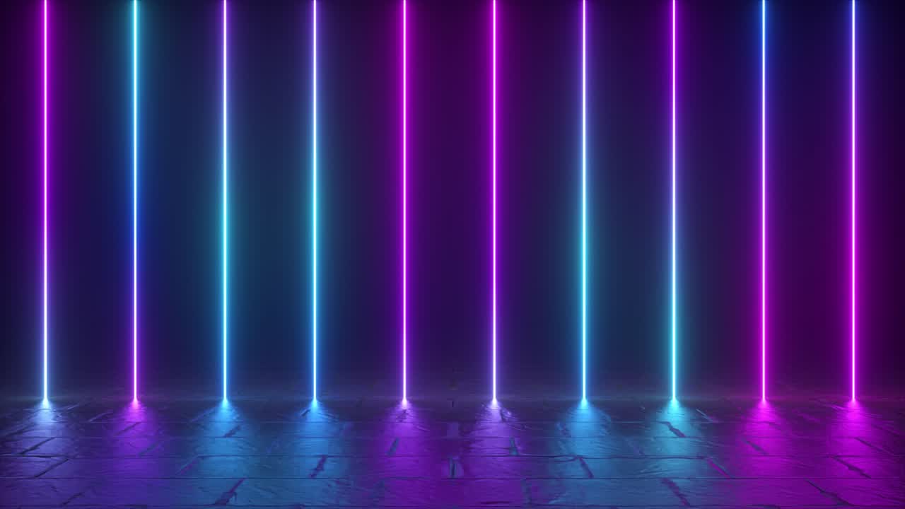 Neon Light Vertical Lines Stage Background