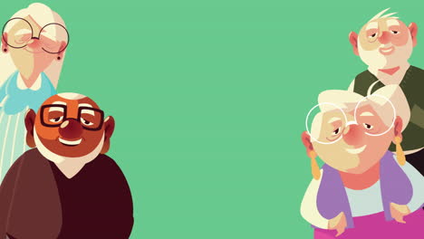 four grandparents standing characters animated