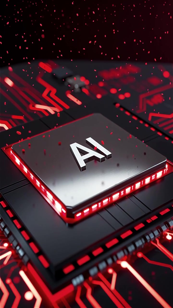 Fundo Tecnológico Futurista de Placa-Mãe com Chip de IA