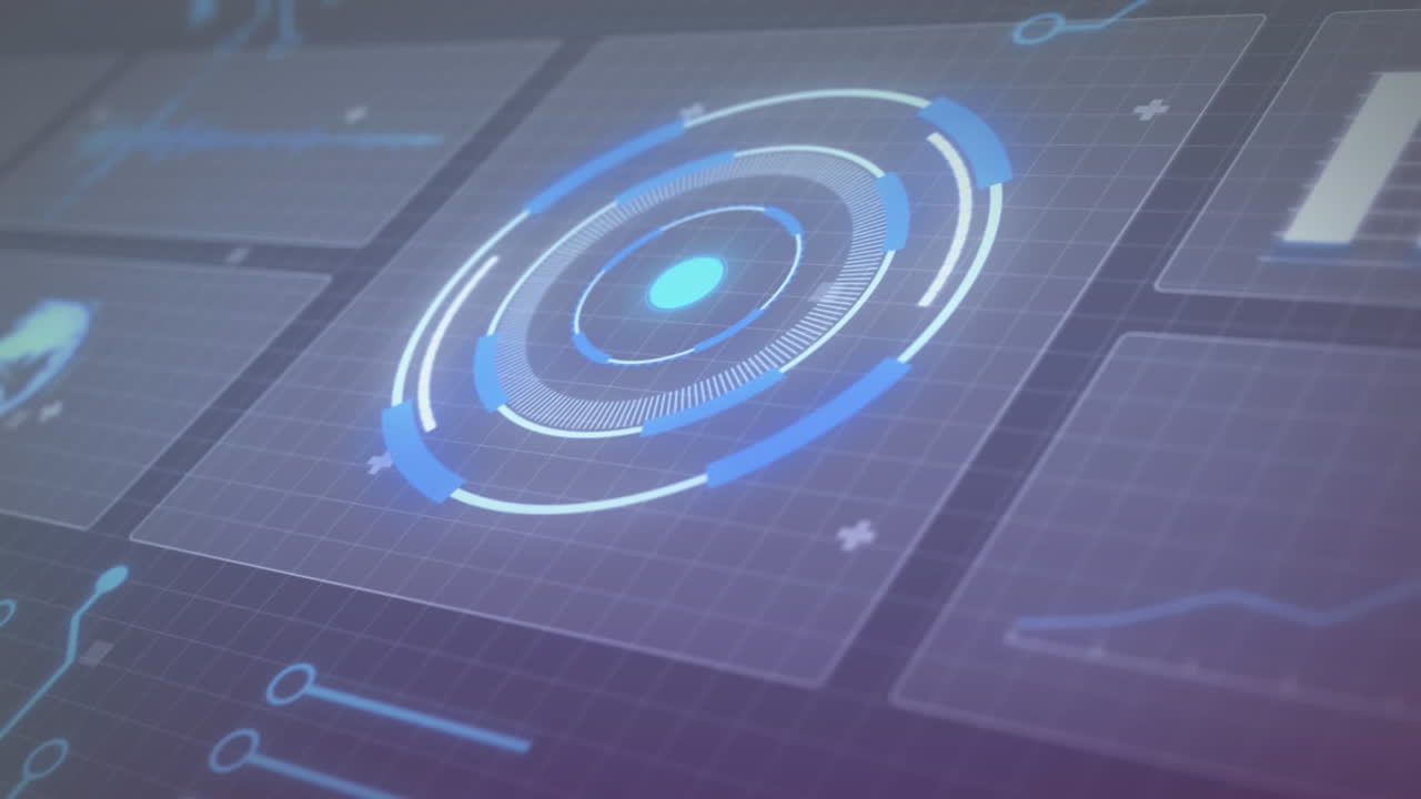 Animation of scope scanning and data processing on black background