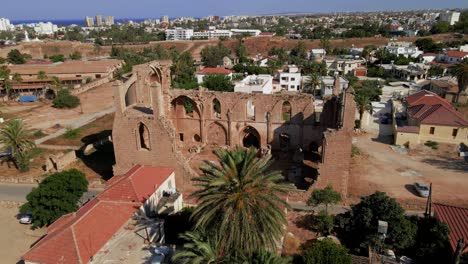 aerial 4k famagusta walled city, old town and varosha landscapes in north cyprus