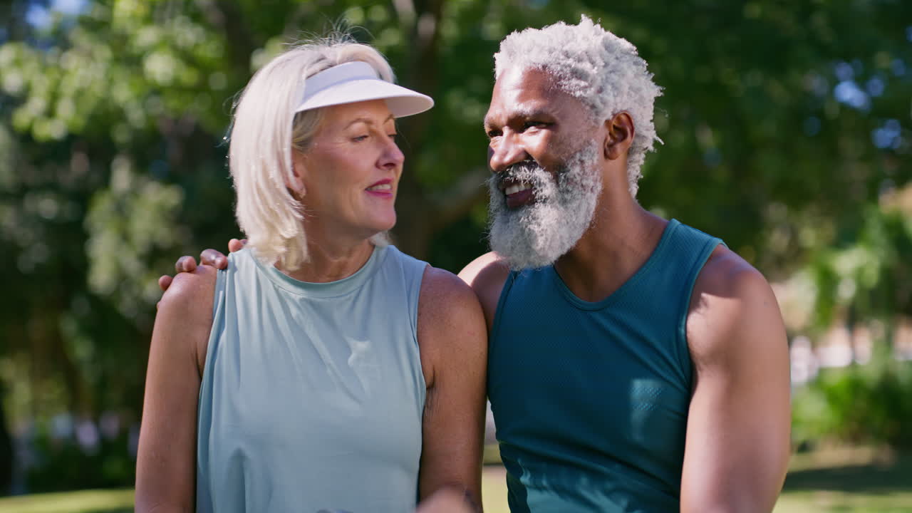 Senior couple enjoying a healthy and active lifestyle in the park