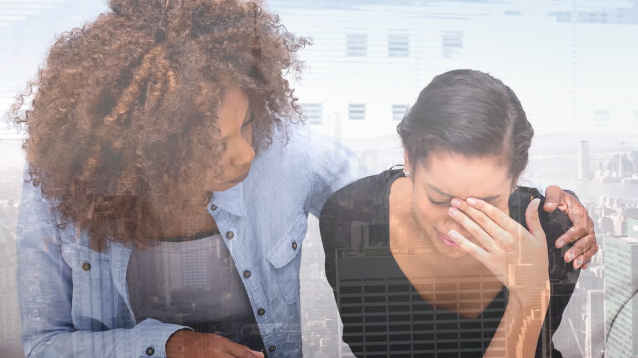 animación digital del consejero que aconseja a la mujer 4k