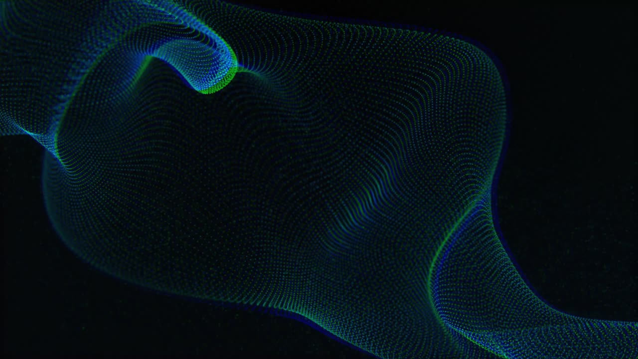 Bright red-white core appearing at ribbon edge, emitting particles tracing loop to highlight mesh