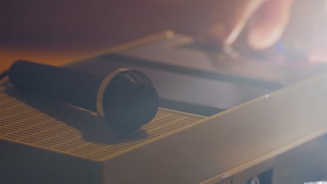 vintage tape recorder closeup