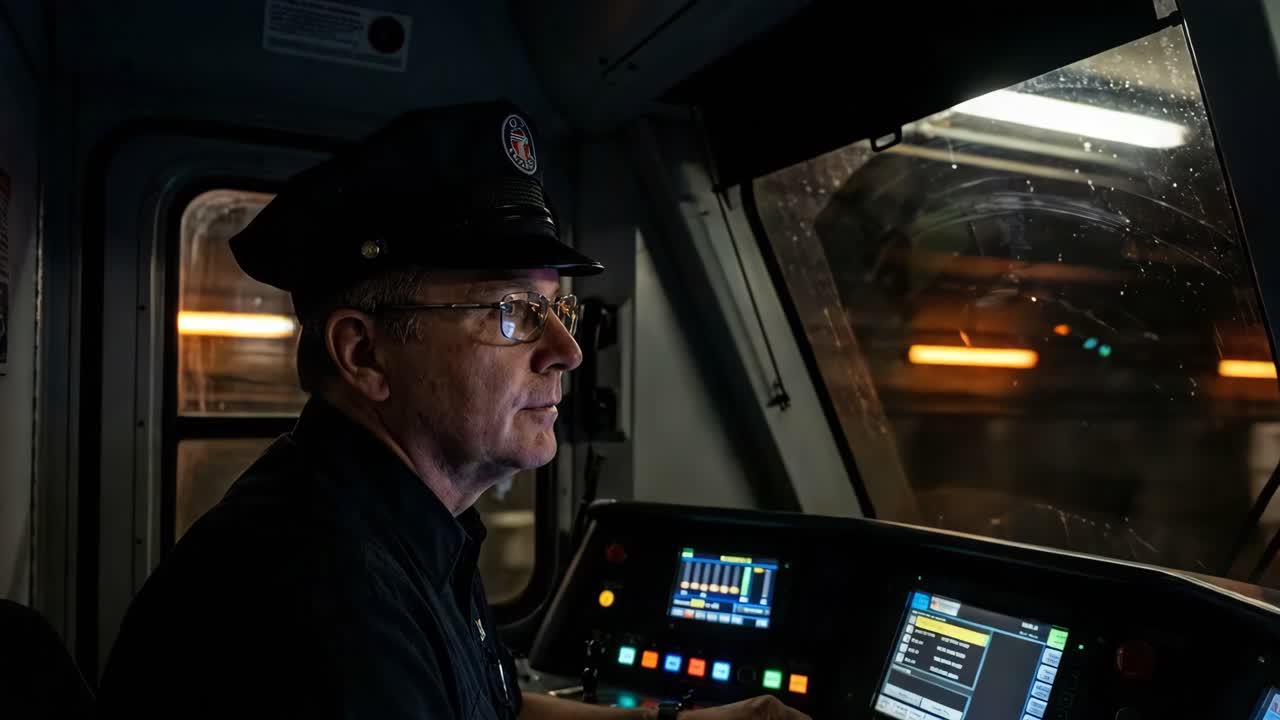 Train Conductor in Cockpit
