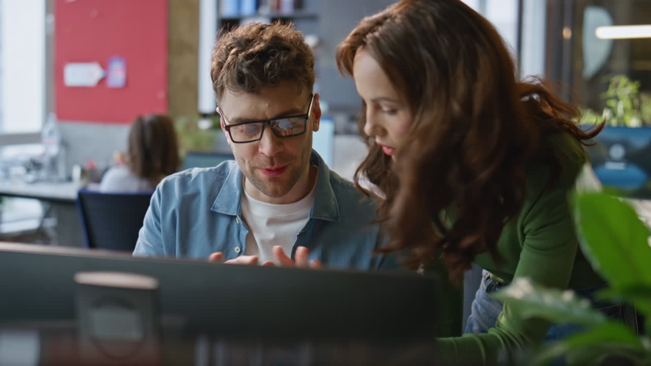 Office people solving business problem working buro closeup. Colleagues discuss