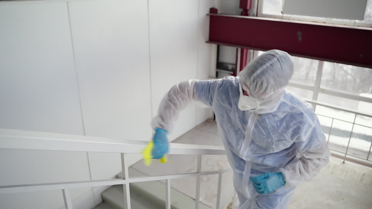 personal de limpieza con equipo de protección