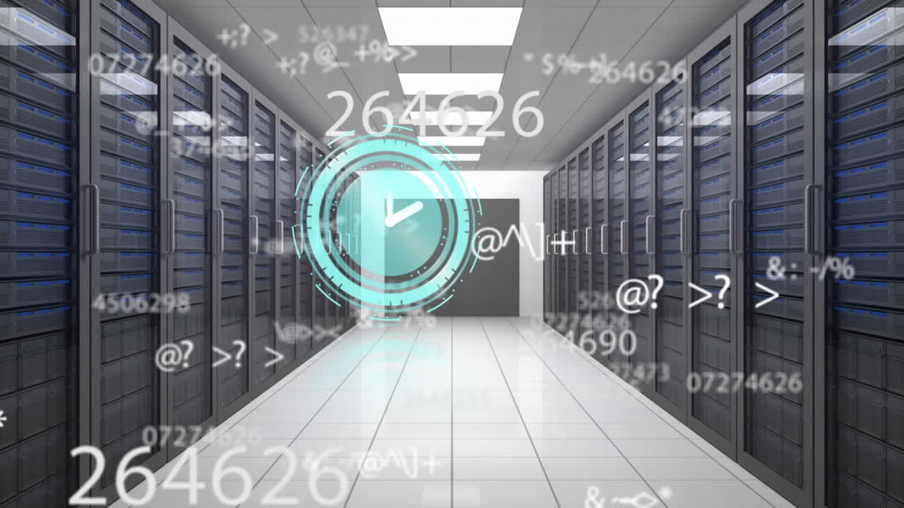 animación de reloj y números cambiando con servidores de computadora