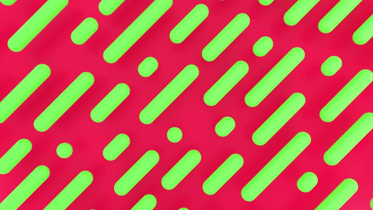 미니멀리즘에서 기하학적으로 움직이는 녹색 모양, 추상적인 빨간색 배경, 줄무 패턴 배경, 모션 디자인, 라인 패턴, 프로모션 및 프레젠테이션을위한 3d 원활한 루프 애니메이션