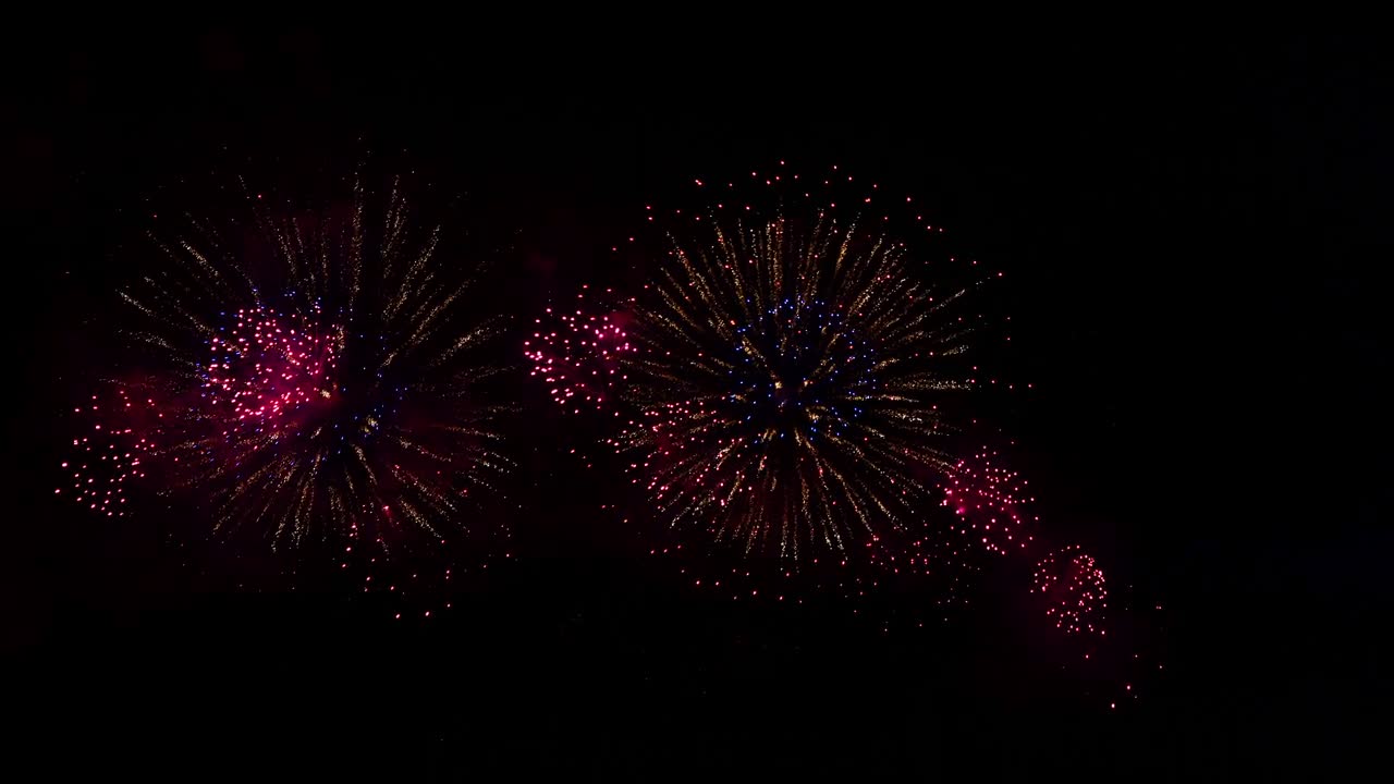 Beautiful colourful fire work display at night for celebration in festival