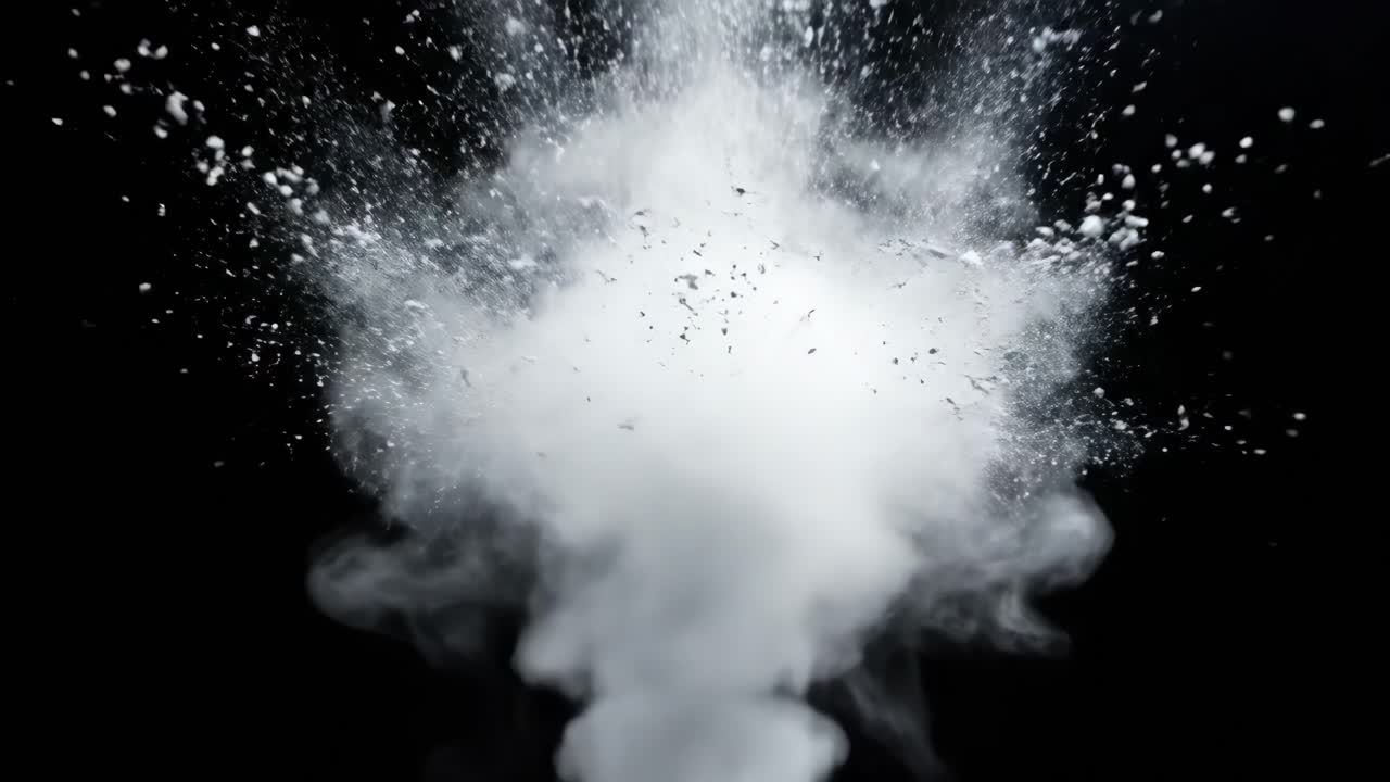 explosión de polvo blanco sobre fondo negro
