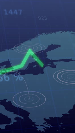 animación del procesamiento de datos sobre el mapa del mundo