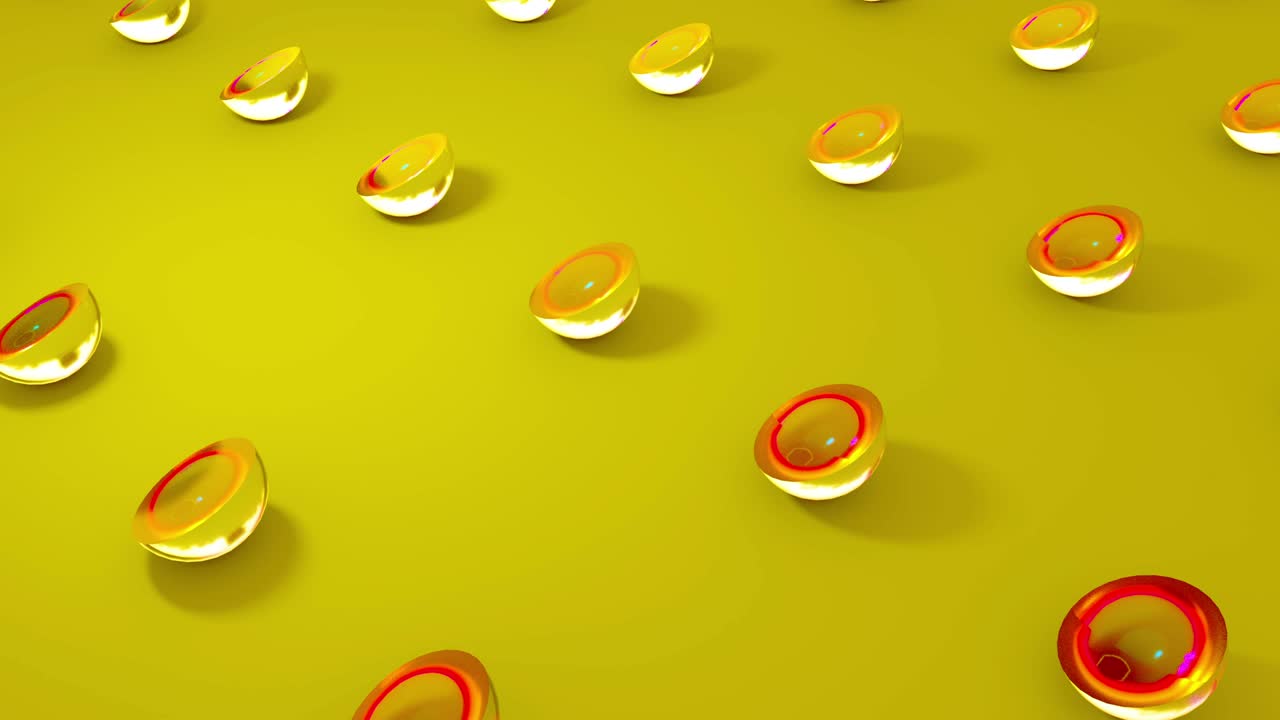 conjunto de diferentes colores 3d formas de vidrio giratorias bolas cortadas. 4k imágenes de animación de bucle sin costuras.