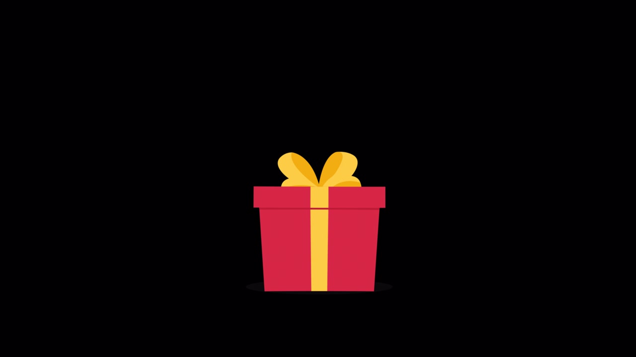 Animated Red Gift Box Opening and Closing on Black Background