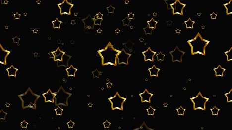 Animation-of-gold-christmas-stars-falling-on-black-background